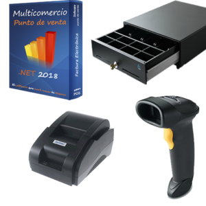 Kit Punto de Venta [Impresora Ticket, Lector Laser, Cajón y Software Multicomercio®]