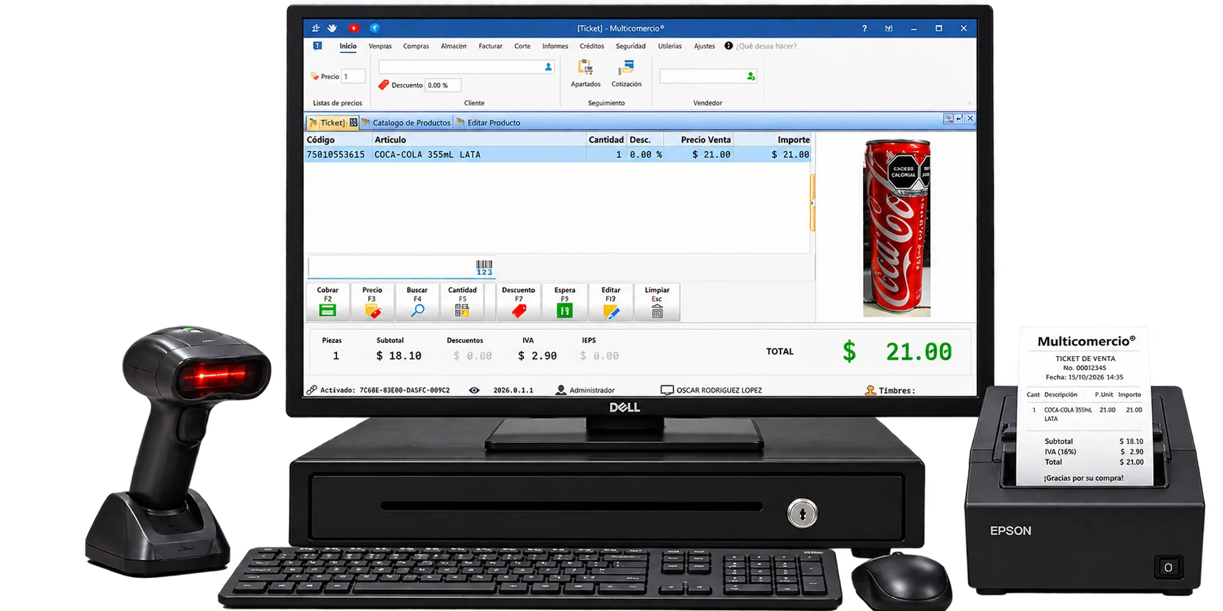 Software de punto de venta Multicomercio en el mostrador de un negocio